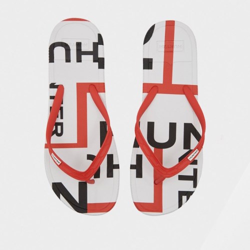 Hunter Original Exploded Logo Flip Flops For Mens - NZ E4702